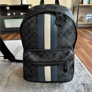 Coach Black and Blue Patterned Backpack